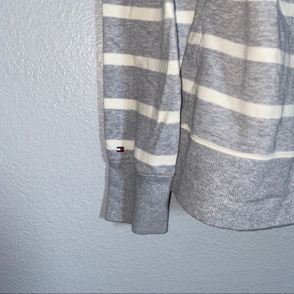 Tommy Hilfiger Gray White Striped Varsity Jacket - Picture 5 of 5